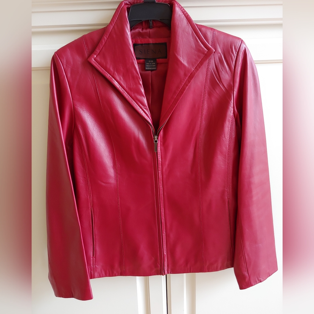 Red leather jacket